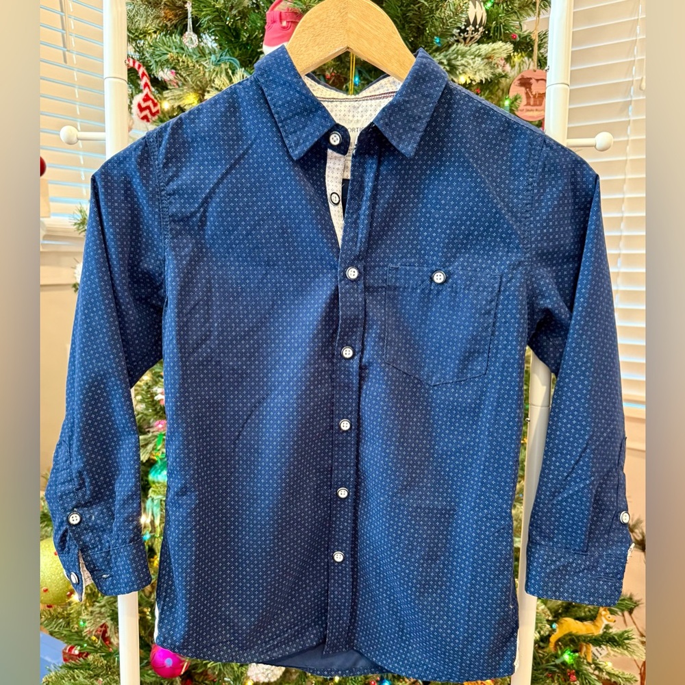Kids Navy Blue Button-Down Shirt